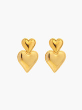 Double Hearts Drop Earrings